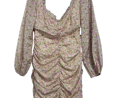 Sisters of the Tribe Pink Floral Ruched Mini Dress