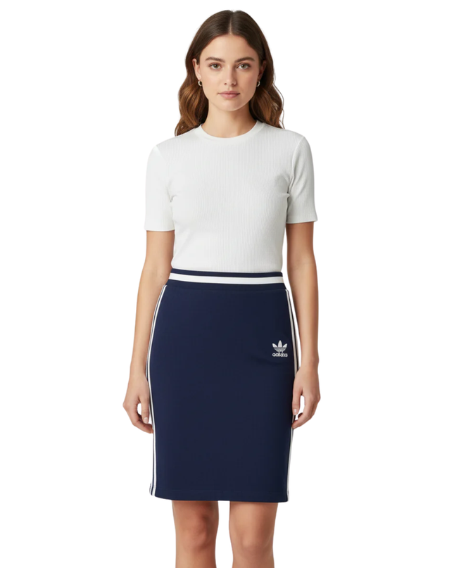 Adidas Navy Blue 3-Stripe Sporty Pencil Skirt