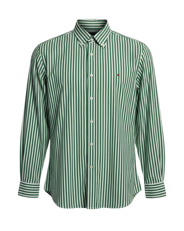 Tommy Hilfiger Green Striped Button-Up Shirt