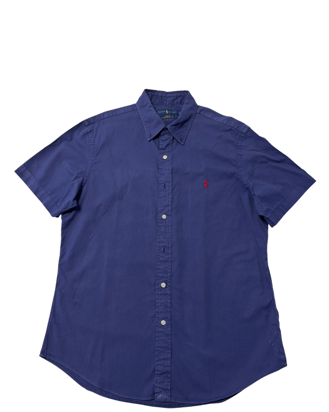 Ralph Lauren Blue Slim Fit Feather Weight Twill Short Sleeve Shirt