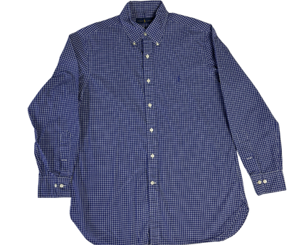 Ralph Lauren Blue/White Check Long Sleeve Button-Down Shirt