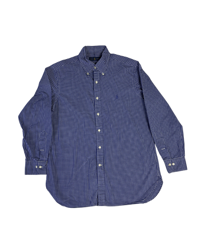 Ralph Lauren Blue/White Check Long Sleeve Button-Down Shirt