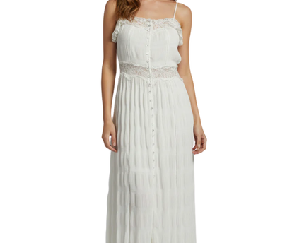 GB White Lace Trim Button-Front Jumpsuit W/Tags