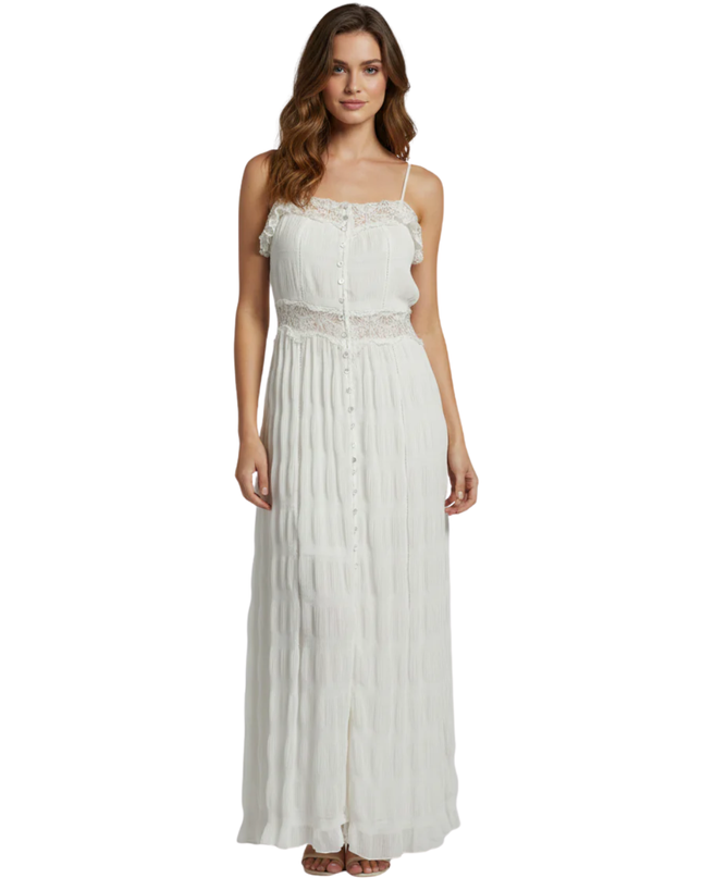 GB White Lace Trim Button-Front Jumpsuit W/Tags
