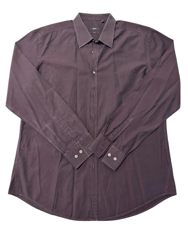 BOSS Dark Purple Slim Fit Cotton Shirt