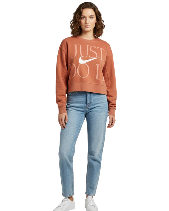 Nike Orange Just Do It Cropped Sweatshirt