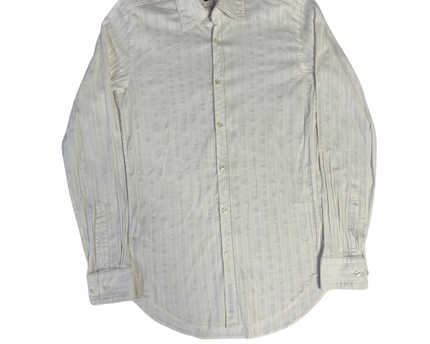 Hugo Boss White Slim Fit Textured Stripe Dress Shirt
