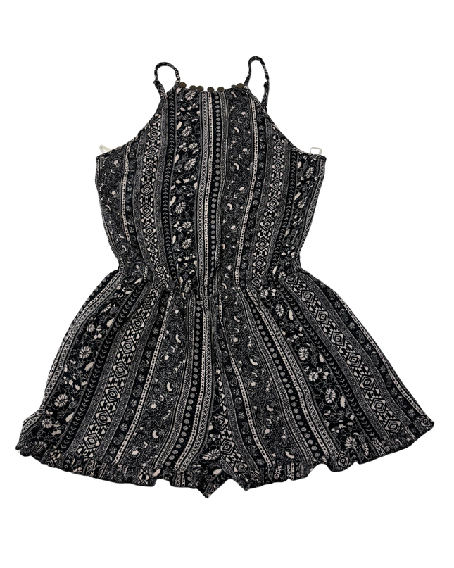 American Eagle Black and White Geometric Print Romper