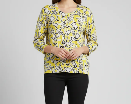 French Connection Yellow/Floral Cardigan