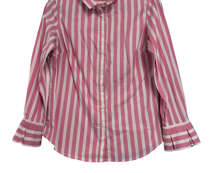 Banana Republic Pink Striped Pleated Cuff Button-Down Shirt