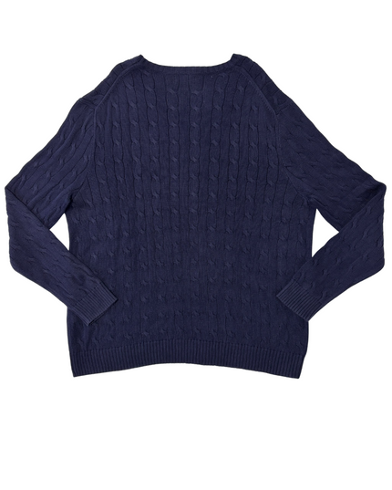 Ralph Lauren Navy Blue Cable-Knit Cotton Sweater