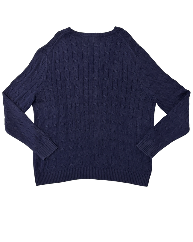 Ralph Lauren Navy Blue Cable-Knit Cotton Sweater