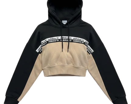 Adidas Black & Beige Cropped Hoodie