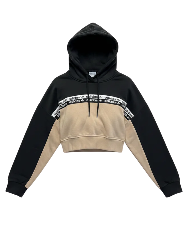 Adidas Black & Beige Cropped Hoodie