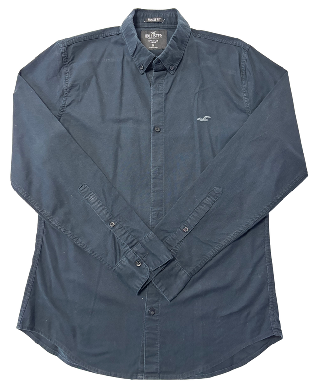Hollister Navy Blue Muscle Fit Epic Flex Stretch Shirt