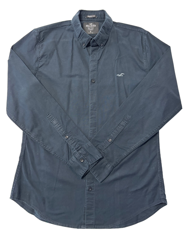 Hollister Navy Blue Muscle Fit Epic Flex Stretch Shirt