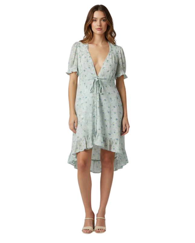 Denim & Supply Ralph Lauren Light Blue Floral Cotton Tie-Front Dress