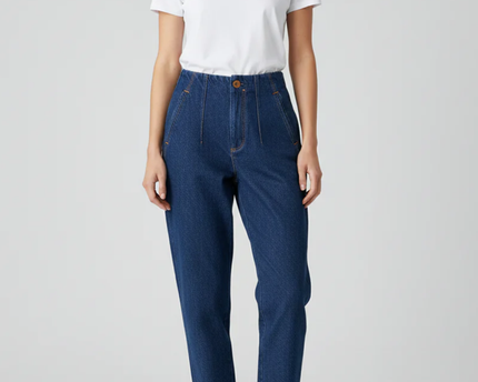 Zara Blue High-Waisted Tapered Jeans