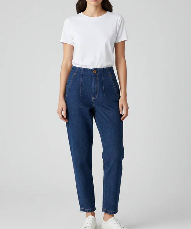 Zara Blue High-Waisted Tapered Jeans