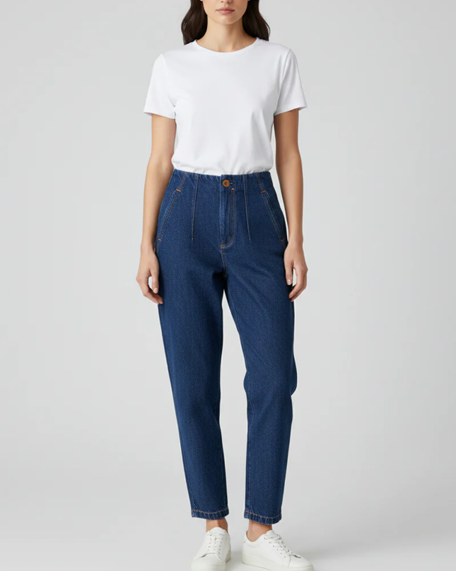 Zara Blue High-Waisted Tapered Jeans
