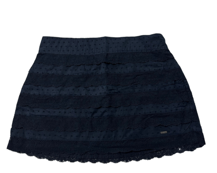 Hollister Navy Blue Tiered Eyelet Lace Mini Skirt