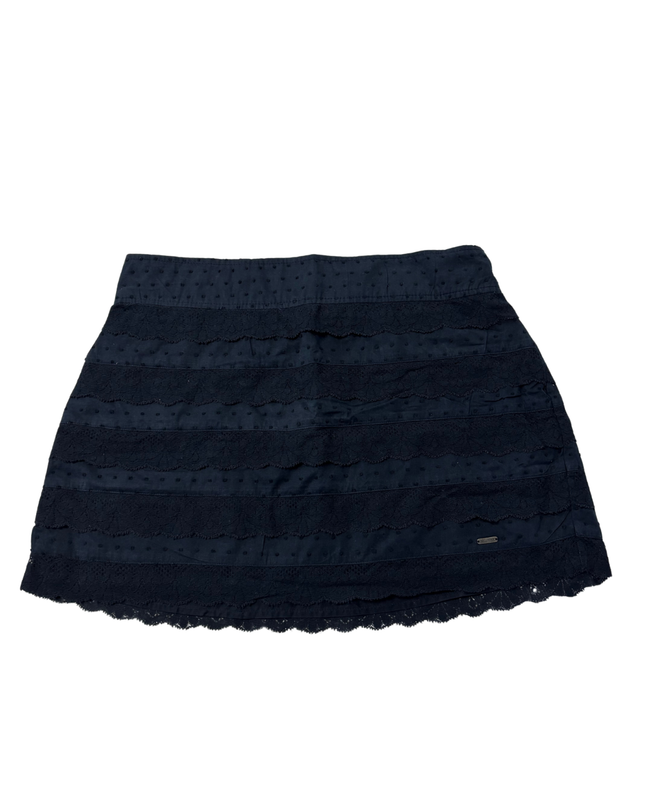 Hollister Navy Blue Tiered Eyelet Lace Mini Skirt