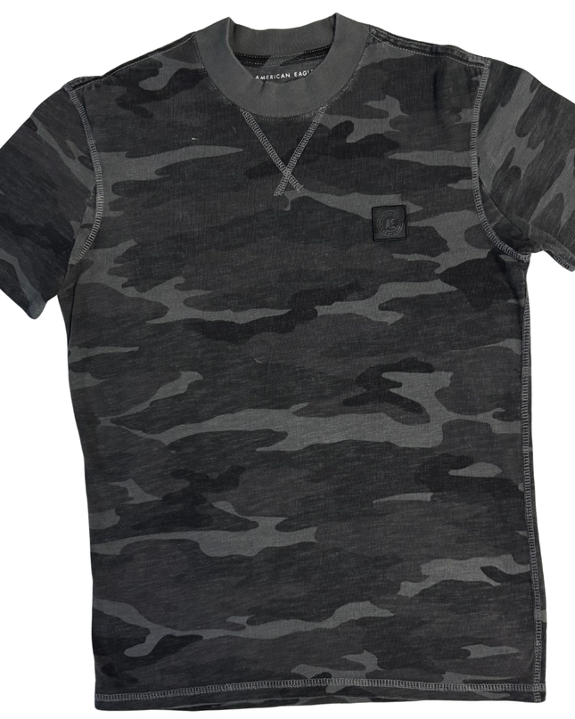 American Eagle Grey Camo Crew Neck T-Shirt