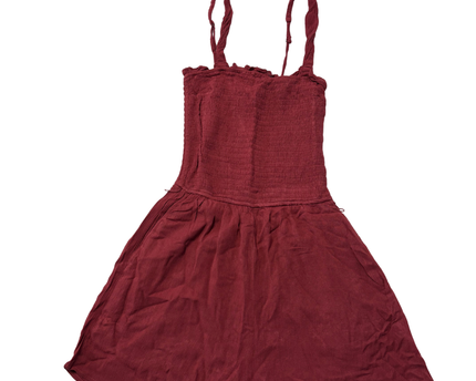 Abercrombie & Fitch Red Smocked Sleeveless Romper