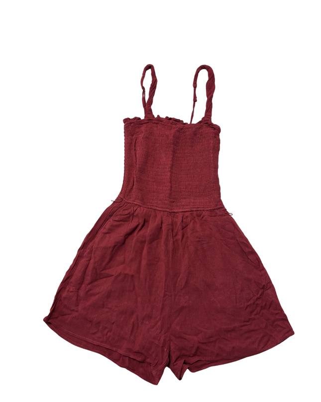 Abercrombie & Fitch Red Smocked Sleeveless Romper