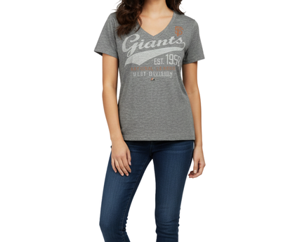 Majestic Gray San Francisco Giants V-Neck Graphic Tee