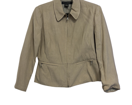 Banana Republic Beige 100% Silk Zip-Front Jacket