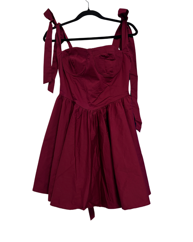 Chic Le Frique Burgundy Bustier Mini Dress with Tie Straps W/Tags