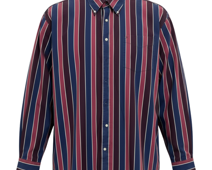Tommy Hilfiger Burgundy and Navy Blue Striped Long Sleeve Shirt