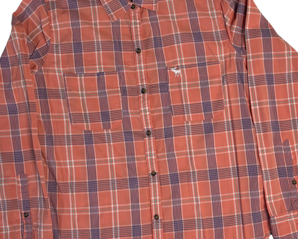 Abercrombie & Fitch Coral Plaid Button-Down Shirt