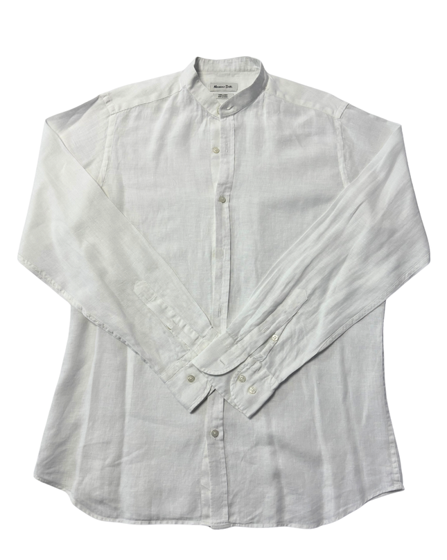 Massimo Dutti White Band Collar Shirt