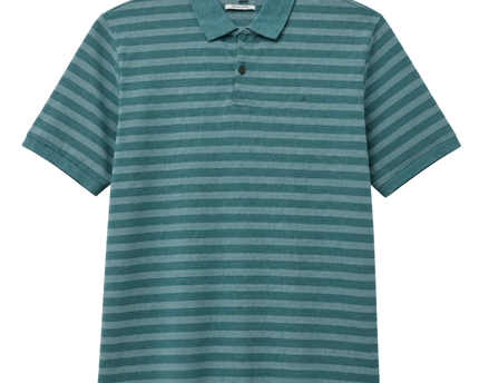 Calvin Klein Teal Striped Liquid Cotton Polo Shirt