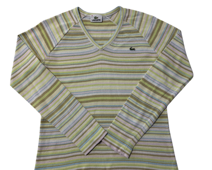 Lacoste Multicolor Striped V-Neck Long Sleeve Sweater
