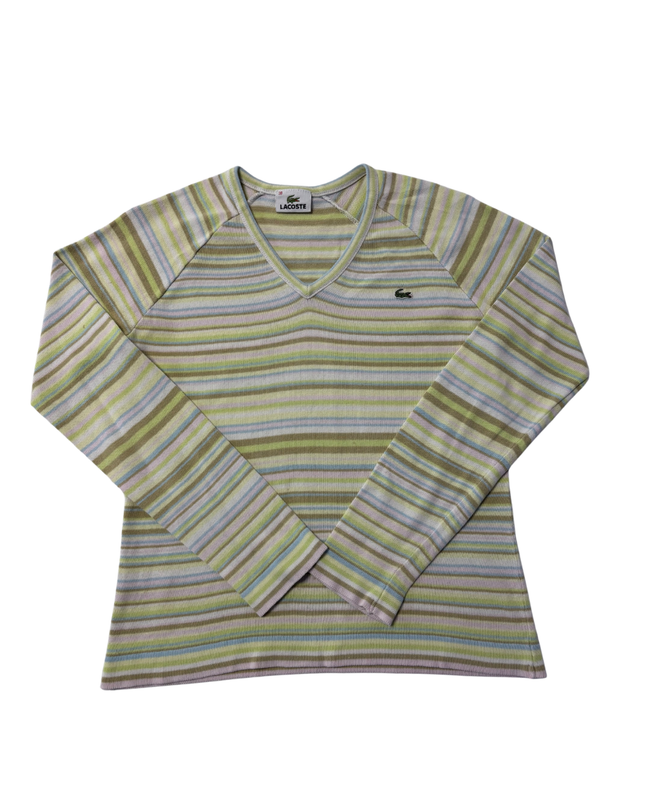 Lacoste Multicolor Striped V-Neck Long Sleeve Sweater