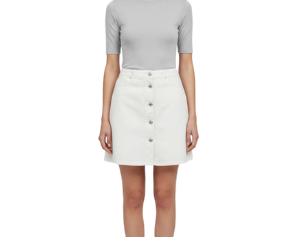 Noisy May White Button-Down Denim Mini Skirt