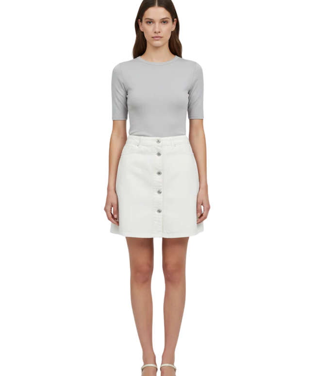 Noisy May White Button-Down Denim Mini Skirt