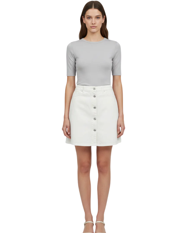 Noisy May White Button-Down Denim Mini Skirt
