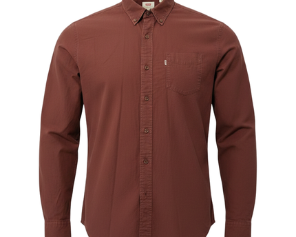 Levi's Maroon Long-Sleeve Button-Down Cotton Shirt