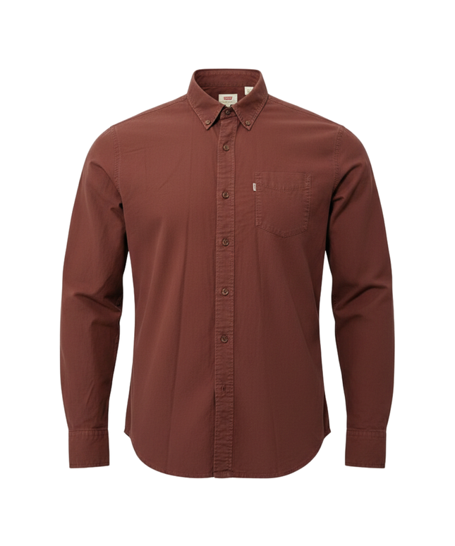 Levi's Maroon Long-Sleeve Button-Down Cotton Shirt