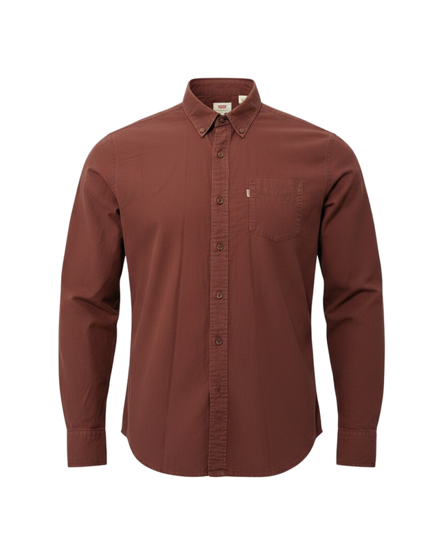 Levi's Maroon Long-Sleeve Button-Down Cotton Shirt