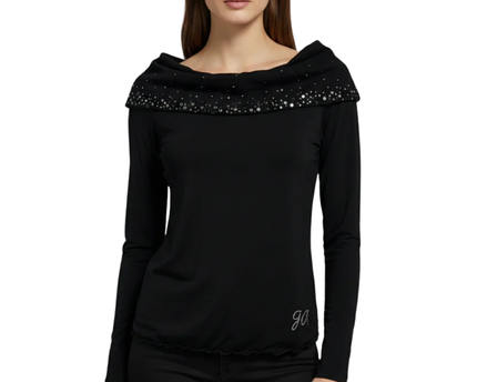 Guess by Marciano Black Embellished Off-the-Shoulder Top