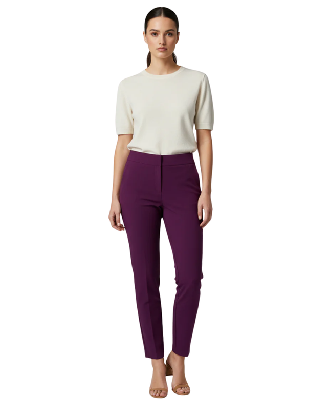TRENDYOL Purple High-Waist Tapered Trousers