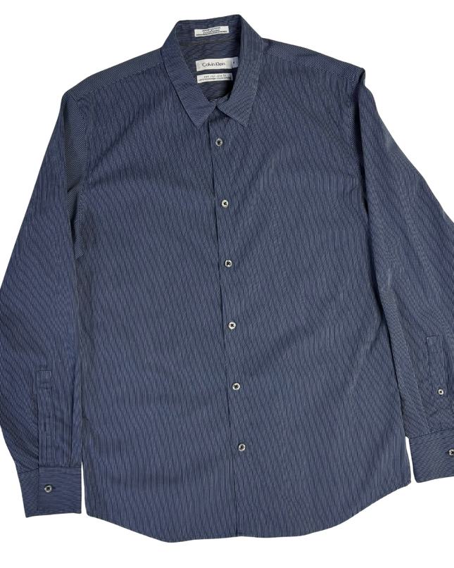 Calvin Klein Blue Pinstripe Slim Fit Dress Shirt
