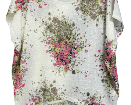 Apricot Multicolor Floral Print Oversized High-Low Top