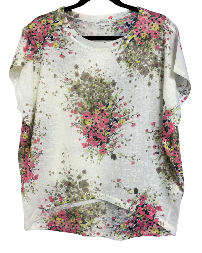 Apricot Multicolor Floral Print Oversized High-Low Top