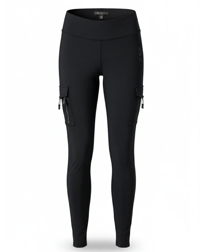 First Base Black Cargo Pocket Active Leggings